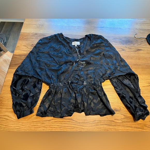 LACADEMIE Elegant NWT Black Women's Sheer Top Size XS - Picture 3 of 8